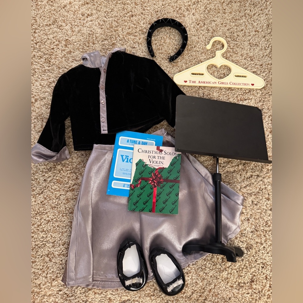 Black and Silver Doll Outfit with Accessories